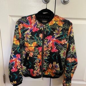 Stylish Black Floral Bomber Jacket